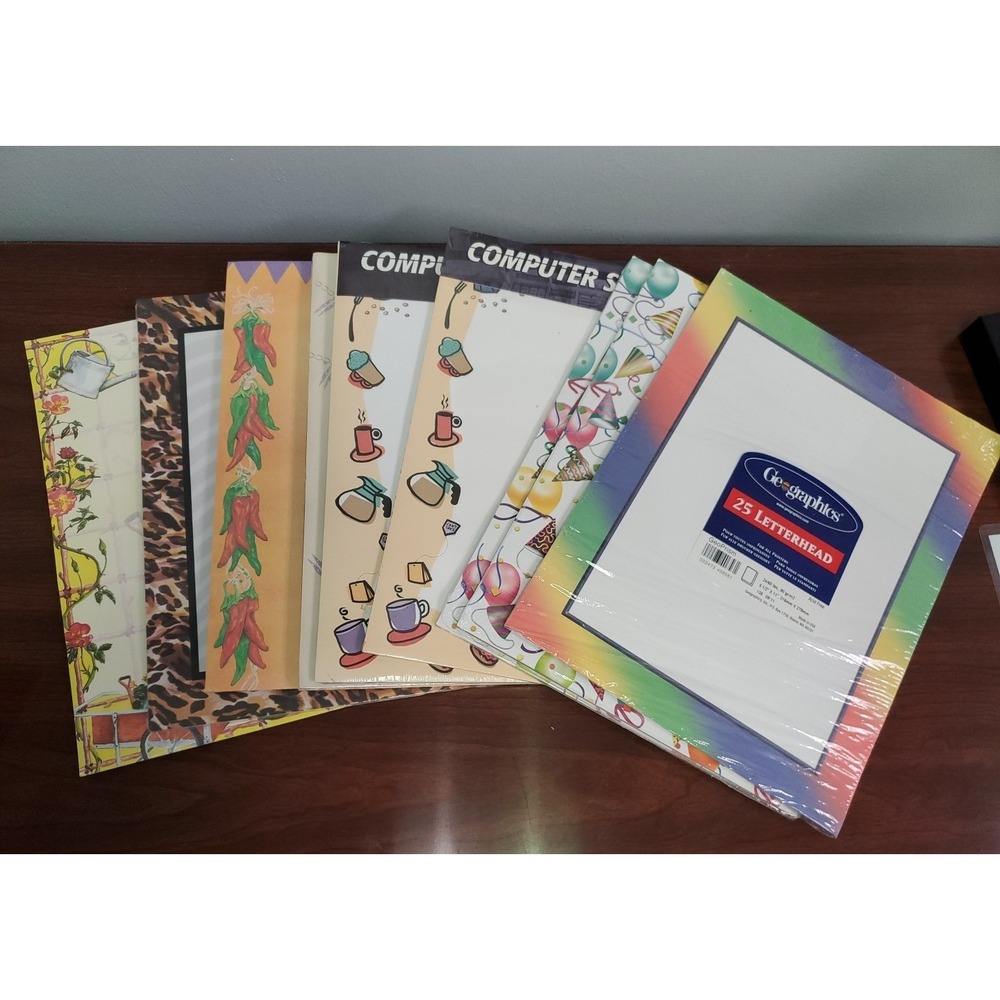 Ampad, Geographics Lot of 10 specialty paper packs assorted designs 8 1/2" x 11"